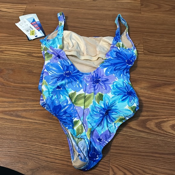 NWT Gabar Vintage Women’s Swim Suit Size 16 Long Torso Floral Print Tummy Toner - Picture 5 of 12
